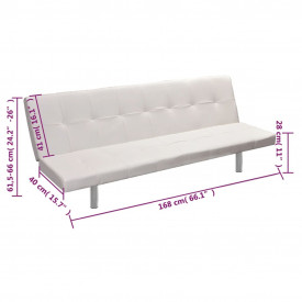Canapea extensibilă 2 perne, piele artificială, reglabil, crem - Img 8