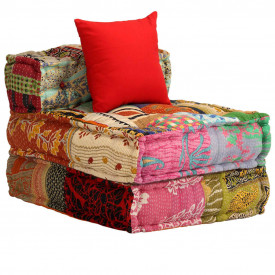 Canapea modulară cu 3 locuri, material textil, model petice - Img 2