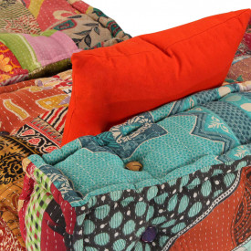 Canapea modulară cu 3 locuri, material textil, model petice - Img 12