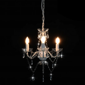 Candelabru cu mărgele, alb, rotund, 3 becuri E14 - Img 4