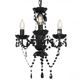 Candelabru cu mărgele, negru, rotund, 3 becuri E14 - Img 3