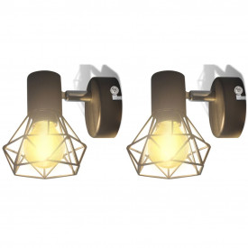 Candelabru perete cadru stil industrial 2 becuri LED filament, negru - Img 2