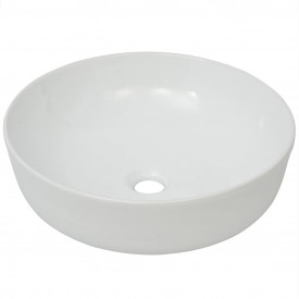 Chiuvetă de baie din ceramică, rotundă, 41,5 x 13,5 cm, alb - Img 2