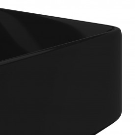 Chiuvetă de baie pătrată din ceramică cu gaură pentru robinet, negru - Img 5