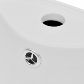 Chiuvetă rotundă din ceramică cu stativ și preaplin, alb - Img 4