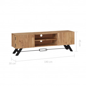 Comodă TV, 140 x 30 x 45 cm, lemn masiv de acacia - Img 8
