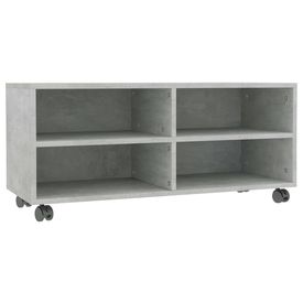 Comodă TV cu rotile, gri beton, 90x35x35, PAL