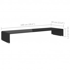 Comodă TV/Suport monitor din sticlă, 100 x 30 x 13 cm, negru - Img 6