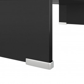 Comodă TV / suport monitor din sticlă, negru, 60 x 25 x 11 cm - Img 5