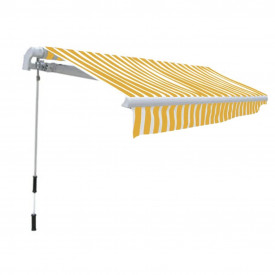 Copertină pliabilă, acționare manuală, 300 cm, galben/alb - Img 2