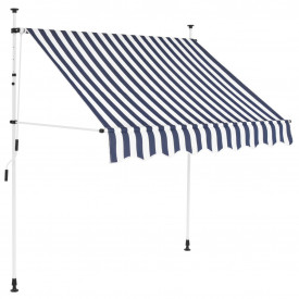 Copertină retractabilă manual, 150 cm, dungi albastru și alb