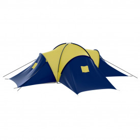 Cort camping material textil, 9 persoane, albastru și galben - Img 4