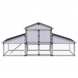Coteț pentru păsări din aluminiu cu țarc și cutie pentru cuibar - Img 2