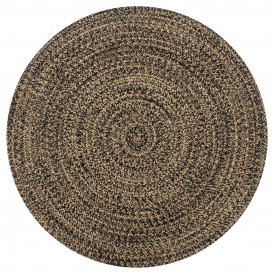 Covor manual, negru și natural, 120 cm, iută