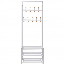 Cuier cu rafturi pentru pantofi, 68 x 32 x 182,5 cm, alb - Img 2
