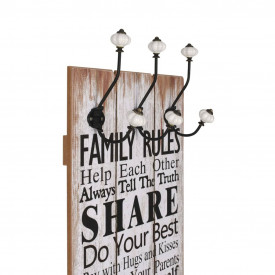 Cuier de perete cu 6 cârlige, 120 x 40 cm, FAMILY RULES - Img 3