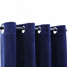 Draperie opacă albastru închis 290x245cm catifea inele metalice