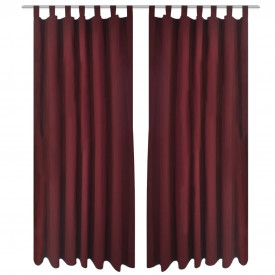 Draperii micro-satin cu bride, 140 x 245 cm, bordo, 2 buc.