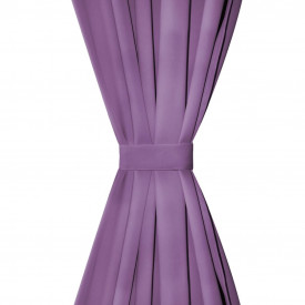 Draperii micro-satin cu bride, 2 buc, 140 x 175 cm, violet - Img 3