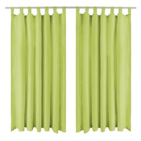 Draperii micro-satin cu bride, 2 buc, 140 x 225 cm, verde