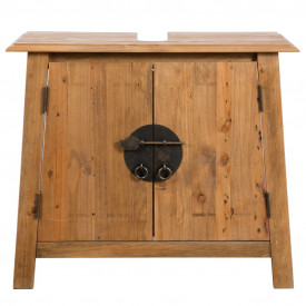 Dulap de chiuvetă baie, Lemn masiv de pin reciclat 70x32x63 cm - Img 2