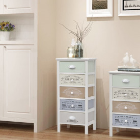 Dulap în stil franțuzesc shabby chic, 5 sertare, lemn