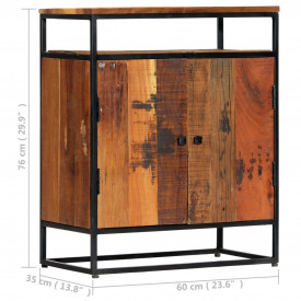Dulap lateral, 60 x 35 x 76 cm, lemn masiv reciclat și oțel - Img 6
