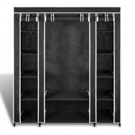 Dulap material textil compartimente și tije, 45x150x176cm negru - Img 5