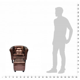 Fotoliu cu taburet din piele artificială, maro - Img 5