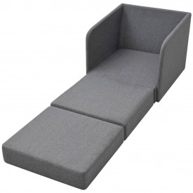 Fotoliu extensibil textil 59,5 x 72 x 72,5 cm, gri deschis - Img 4