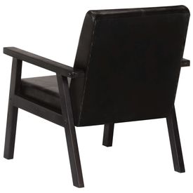 Fotoliu, negru, 61 x 70 x 74 cm, piele naturală - Img 3