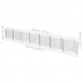Gabion perete, oțel galvanizat, 450 x 30 x 50 cm - Img 7