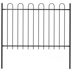 Gard de grădină cu vârf curbat, negru, 1,7 x 1,2 m, oțel