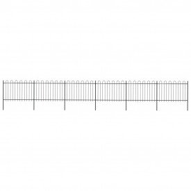 Gard de grădină cu vârf curbat, negru, 10,2 x 1,2 m, oțel