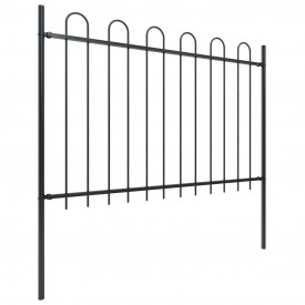 Gard de grădină cu vârf curbat, negru, 15,3 x 1,2 m, oțel - Img 2