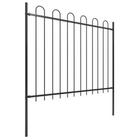 Gard de grădină cu vârf curbat, negru, 3,4 x 1,5 m, oțel