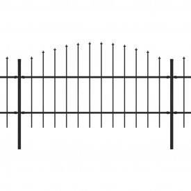 Gard de grădină cu vârf suliță, negru, (0,75-1) x 8,5 m, oțel - Img 2