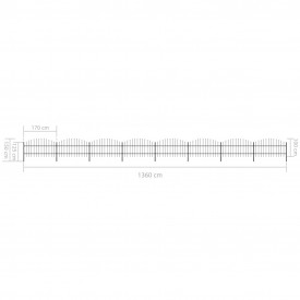 Gard de grădină cu vârf suliță, negru, (0,75-1)x13,6 m, oțel - Img 5