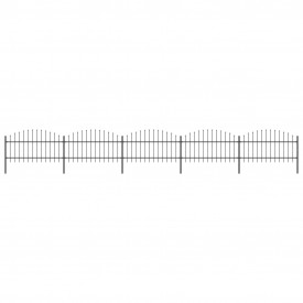 Gard de grădină cu vârf suliță, negru, (1-1,25) x 8,5 m, oțel