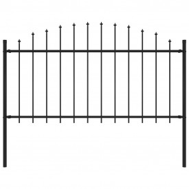 Gard de grădină cu vârf suliță, negru, (1,25-1,5) x 1,7 m, oțel