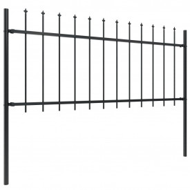 Gard de grădină cu vârf suliță, negru, 1,7 x 0,8 m, oțel - Img 2