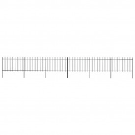 Gard de grădină cu vârf suliță, negru, 10,2 x 1,2 m, oțel