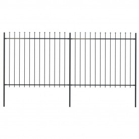 Gard de grădină cu vârf suliță, negru, 3,4 x 1,5 m, oțel
