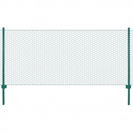 Gard din plasă de sârmă cu stâlpi, verde, 25 x 0,5 m, oțel