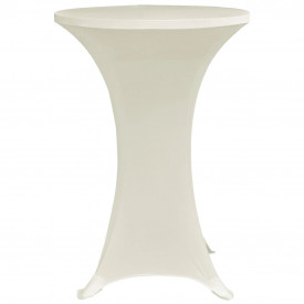 Husă de masă cu picior, 4 buc., crem, Ø80 cm elastic - Img 4