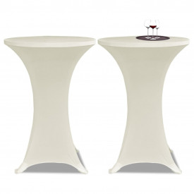 Husă de masă cu picior Ø70 cm, 4 buc., crem, elastic - Img 2