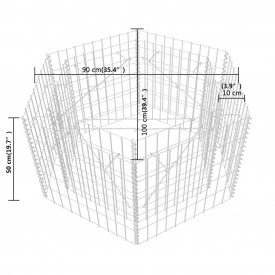 Jardinieră gabion hexagonală, 100 x 90 x 50 cm - Img 5