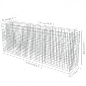 Jardinieră gabion, oțel galvanizat, 270 x 50 x 100 cm - Img 8