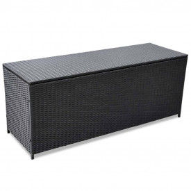 Ladă de depozitare pentru exterior din poliratan negru 150 x 50 x 60 cm