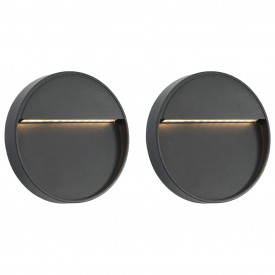 Lămpi de perete LED de exterior, 2 buc., negru, 3 W, rotund - Img 1